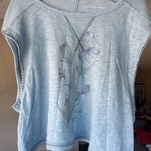 American Eagle Outfitters Light Blue Floral Tank Top